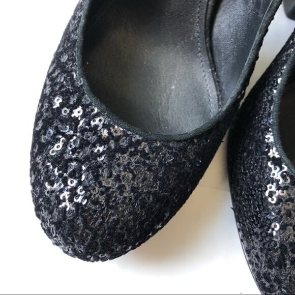 sigerson Morrison Black Pumps Shoes Genuine Suede & Sequins Block High Heels 9 - Picture 6 of 12